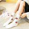 Calcetines Mujer Ins Modernos de Media Caña Lindos Dibujos Animados Cereza Algodón Estilo Académico Otoño e Invierno Calcetines de Media Caña Calcetas Zhuji Jiesheng