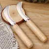 Cuchillo pelador de frutas y verduras para el hogar, hoja curva de acero inoxidable, corte ahorrador de mano de obra, mango de madera, antideslizante, fácil de agarrar, puede manejar piñas