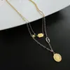 Collar Rectangular de Doble Capa con Letra de Acero de Titanio para Mujer, Cadena Versátil Simple para Clavícula de Verano, Nuevo Estilo 2026 Accesorio de Moda para Mujer
