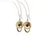 Aretes de aro estilo vintage con piedra de ojo de tigre dorada, únicos y hermosos, que exudan un encanto sofisticado y elegante, perfectos para mujeres