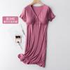 Camisón de lactancia de verano, ropa fina para amamantar, top de lactancia posparto con almohadilla para el pecho, vestido lunar, falda de lactancia de manga corta