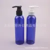 Frasco de Loção Azul com Bomba de Pressão e Ombro Arredondado 180ml Frasco Dispensador de Gel de Banho com Bomba Espiral Frasco para Shampoo de Animal de Estimação com Bico de Pato