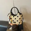 Bolso Cubo de Lunares Estilo Francés para Mujer 2026 Verano Nuevo Estilo Bolso de Mano Simple y Elegante Bolso de Hombro Cruzado para Ropa de Trabajo Diaria