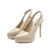 1233C Baotou Sandalias Abiertas para Mujer Verano Puntiagudas Tacón de Aguja Tacones Altos Plataforma Sexy Tacón Súper Alto Zapatos de Salón para Mujer