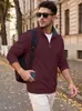 Suéter Exterior de Punto Acanalado con Cuello Alto y Media Cremallera para Hombre Otoño/Invierno Sudadera Casual