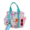 Bolsa de Praia de Verão, Bolsa de Malha Portátil para Natação, Bolsa de Maquiagem de Grande Capacidade, Bolsa para Armazenamento de Roupas de Fitness e Natação