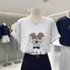 Camiseta de Manga Corta con Estampado de Dibujos Animados, Cuello Redondo, Versátil y a la Moda para Mujer, Ajuste Holgado de Verano, Tops de Estilo de Alta Gama para Tallas Grandes