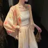 Feiyu Cárdigan grande de seda artificial, terciopelo tridimensional quemado, estilo chino, 2026 nuevo cárdigan de verano con protección solar para mujer