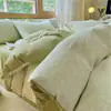 Conjunto de quatro peças em gaze espessa de algodão puro de três camadas, modelo espesso de luxo leve totalmente em algodão, respirável e amigo da pele, conjunto de cama simples para outono e inverno