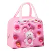 Bolsa de almuerzo para niños con comida, bolsa de almuerzo portátil para picnic, bolsa de hielo para mantener la frescura, bolsa aislante de papel de aluminio, bolsa de lonchera de dibujos animados