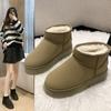 Invierno Nuevas Botas de Nieve Talla Grande Comercio Exterior Plano Tubo Corto Noreste Zapatos de Algodón para Mujer con Felpa Gruesa Cálidas Botas de Nieve para Mujer