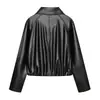 Artículo de AliExpress de venta caliente transfronterizo: Nueva colección de primavera 2026 de ropa para mujer, con un elegante diseño de cuello retro y una chaqueta de cuero estilo motociclista. (3704583)