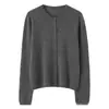 Cárdigan de punto clásico de cachemira 100% para mujer, cuello redondo, sin costuras, color liso, abotonado, manga larga, para otoño e invierno