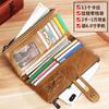 Cartera RFID para hombre, larga, de cuero genuino, de gran capacidad, de primera capa, de piel de vaca, moderna, multifuncional, tarjetero, todo en uno.