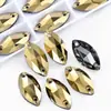 Accesorios de Diamante Irregulares Cosidos a Mano con Borde Biselado de Vidrio Marquise Hebilla Plana Galvanizada Fondo Plano Artículos Creativos para Decoración de Zapatos, Sombreros y Ropa DIY