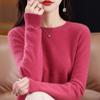 Estilo Novo de Primavera 100% Lã Tricotado Fashionável Redutor de Idade Tops de Manga Longa para Mulheres Peça Externa Solta Estilo Preguiçoso Camisetas de Base