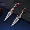 Aretes de Espada Gótica Oscura Europeos y Americanos, Aretes Vintage con Forma de Espada y Piedra Gema Roja en Forma de Gota de Agua Plateados Desgastados, Accesorios de Subcultura