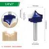 Broca para Máquina de Grabado de Cuchillo de Filo Afilado de Vástago de 1/4 Juego de Brocas de Ranurado en V Plata Brillante Carburo Azul Broca para Router de Carpintería