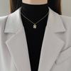 [Acero de Titanio] Ojo de Gato Trébol de la Suerte Moda Lujo Ligero Elegante Precioso Collar de Diamantes Cadena de Clavícula para Mujer Combinación Universal Acero de Titanio