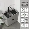 Gabinete de fregadero de acero inoxidable para cocina, fregadero integrado, gabinete de fregadero simple para el hogar, gabinete de fregadero de un o dos tazones