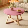 Juego de Mesa de Café Sencillo de Madera Maciza Japonesa Mesa Redonda Pequeña para Apartamento Dormitorio Mesa Auxiliar para Sofá de Sala de Estar Mesa de Té para Balcón