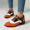35-48 Comercio Exterior Transfronterizo AliExpress Sitio Independiente Suministro Bloque de Color Con Cordones Brogue Corte Profundo Zapatos de Mujer H639