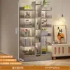 Estante pequena simples, estante de armazenamento de chão, prateleira de armazenamento de parede, estante de exibição para sala de estar/escritório, armário de armazenamento estreito ao lado da mesa