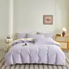 Conjunto de Quatro Peças Liso Bicolor 100% Algodão Escovado Lençol de Cama 100% Algodão Capa de Edredom Conjunto de Roupa de Cama para Dormitório Universitário Cama de Solteiro