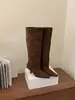 []Botas de Cano Alto Novas Cores Outono/Inverno 2026 para Mulheres, Botas de Cano Alto com Bico Quadrado, Botas Slouch franzidas com Salto Grosso