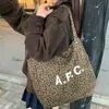 Bolsa de Lona Estampada de Leopardo Fashion Retrô para Mulheres, Grande Capacidade, Bolsa de Ombro Versátil para Estudantes, Trabalho, Aula, Bolsa Tote, Bolsa de Mão