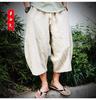 Verano Sueltos Talla Grande Algodón Lino 7 Pantalones Capri Moderno Estilo Chino Pantalones Grandes para Hombre Hombre Gordo Pierna Ancha Lino Shorts Casuales