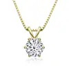 Collar Clásico de Moissanita Color D con Seis Garras para Mujer, Chapado en Oro de 14 Quilates, Colgante Versátil de Moda, Venta Directa al por Mayor Transfronteriza