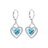 Brincos de doze signos do zodíaco transfronteiriços com coração duplo entrelaçado e nó concêntrico para mulheres, brincos longos pendentes com zircônia de diamante completo
