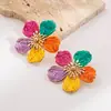 Aretes de Flor de Rafia Tejida Hecha a Mano He Ming Jewelry con Pasador de Plata S925 Accesorios de Estilo Vacacional de Lujo Ligero de Gama Alta