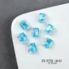 Uñas Artísticas de Zirconia Transparente Azul Cielo de Alta Calidad con Diamantes, Uñas Cuadradas de Corazón Melocotón de Lujo Portátiles, Uñas Artísticas Hechas a Mano con Diamantes