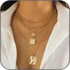 Collar de Cadena Serpiente de Clip de Papel Cubano Multicapa de Moda Europea y Americana con Colgante de Moneda Personalizado Hebilla Collar Joyería Regalo para Mujeres