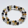 Remembranza EternaPulsera de Cristal Blanco Natural para Mujer, Piedra Lunar Gris Versátil, Cristal Torre Amarilla, Pulsera de Obsidiana Plateada al por Mayor