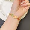 Pulsera de Arena Dorada Estilo Chino Antigua Pulsera de Gota de Aceite Mariposa Flor Estilo Palacio para Mujer Joyería de Nicho Duradera