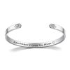 Novo bracelete de titânio e aço em formato de C para família, com gravação REMEMBER LOVE YOU MOM. Personalizável