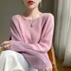 Suéter de seda de morera y cachemira para mujer, nueva colección otoño/invierno 2026, tejido de punto de alta gama, estilo holgado y relajado, suéter de cuello redondo