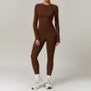 Conjunto de Fitness Cosido de Alta Elasticidad y Sensación de Piel Desnuda Manga Larga Camisola Combinación Libre Ropa Versátil de Conjunto Completo para Correr, Yoga, Casual