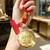 Festival do Meio do Outono Pequeno Presente Ouro Puro 999 Dia Rico Uma Moeda de Ouro Chaveiro de Bolo da Lua Cordão para Celular Pingente Embalagem Caixa de Presente