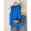 Colete Tricotado Slim Fit Estilo Europeu para Mulheres, Peça de Sobrepor de Verão, Top Base Tendência com Design Nadador