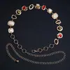 Cadena de Cintura Elegante de Metal con Girasol para Mujer de Comercio Exterior, Accesorio de Cintura Ajustable para Vestido, Cinturón de Cadena Multicapa de Gama Alta