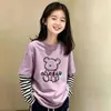 Camiseta Base de Manga Larga para Niña, Estilo Nuevo Primavera y Otoño 2026, Algodón Puro, Falso Dos Piezas, Camiseta para Bebé Niña Primavera y Otoño