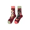 Calcetines de Moda Originales Asimétricos Estilo AB para Mujer Calcetines de Algodón de Verano Zhejiang Arte de Dibujos Animados Personalizado Calcetines de Algodón de Tubo Medio para Hombres y Mujeres