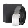 Cinturón Automático de Acero Inoxidable para Hombre, Estilo de Oficina de Alta Gama, Cinturón Negro de Primera Capa con Patrón de Ondas de Agua, Cinturón de Cintura al por Mayor