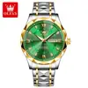 Reloj marca Oli Shi nuevo espejo de diamante reloj de cuarzo doble calendario escala de diamante luminosa reloj para hombre