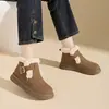 Botas curtas Birkenstock, botas estilo Martin feminino, novas botas de algodão acolchoadas quentes versáteis para o inverno 2026, botas de neve leves