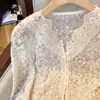 Blusas de Nicho Estilo Tailandés para Primavera y Otoño, Hermosas Blusas para Mujer, Camisas de Encaje Bordado Huecas Elegantes de Gama Alta con Sentido de Diseño